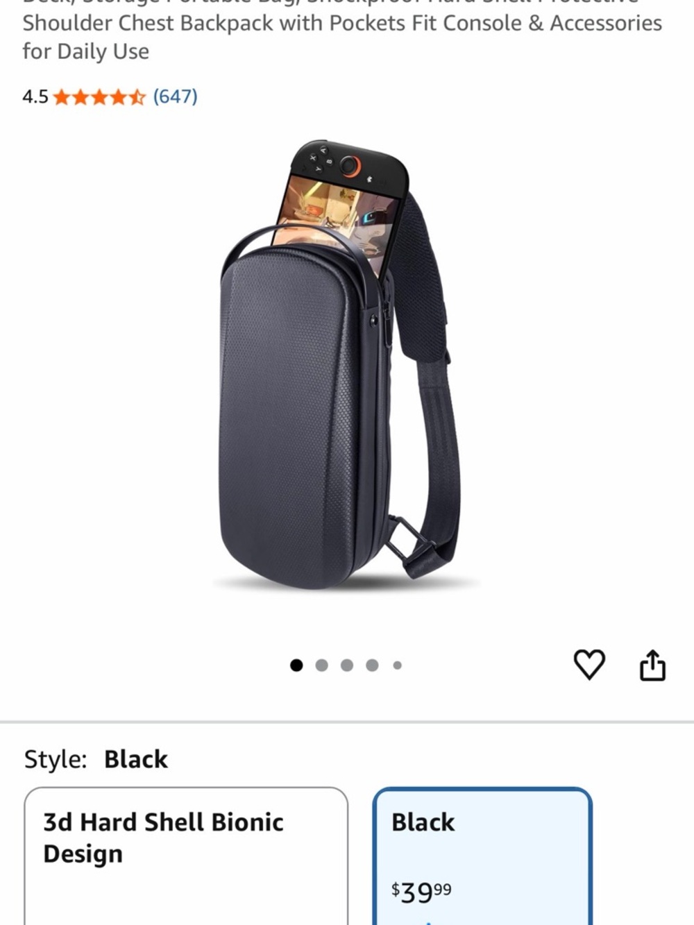Carrying Bag for Handheld Game Console- Black